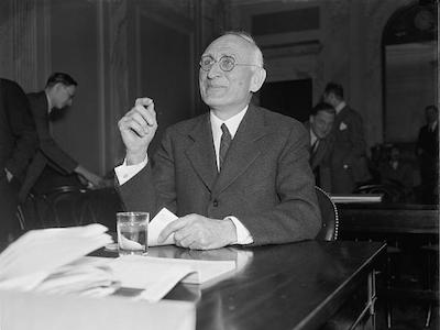 Arthur Morgan testifies before a committee of the United States Congress in 1938.