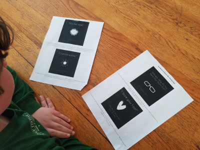 middle schooler looking at "last words" display